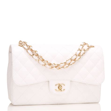 chanel quilted bag white